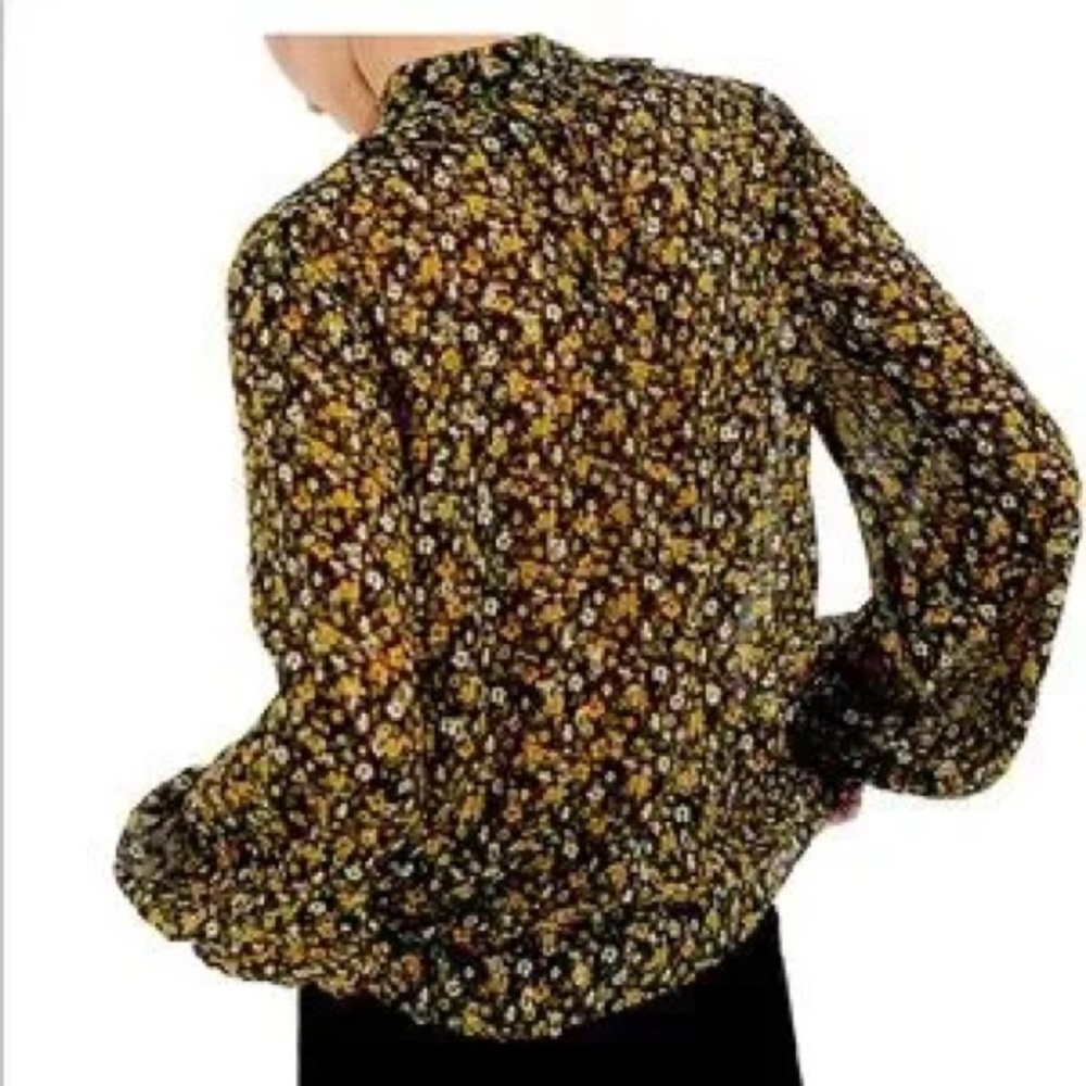 NWT SIZE 1/US S OVERSIZED The Kooples Black and Yellow Floral Blouse - Picture 2 of 13